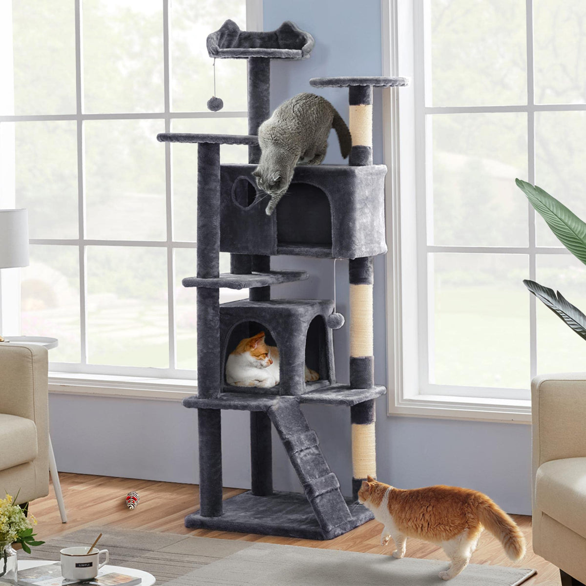 70in Cat Tree with Sisal Scratching Post V3784