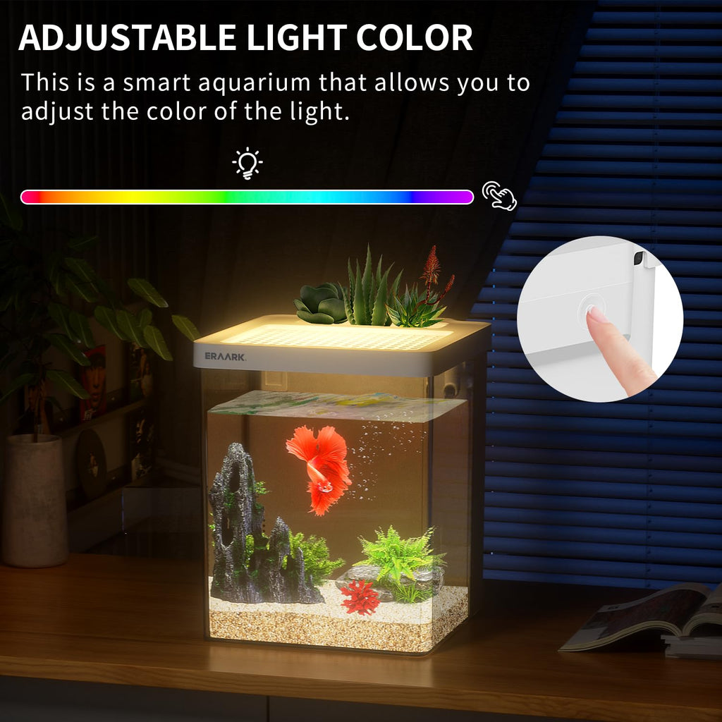 Smart Betta Fish Tank 1.5 Gallon Aquarium with Filter LED Light A308
