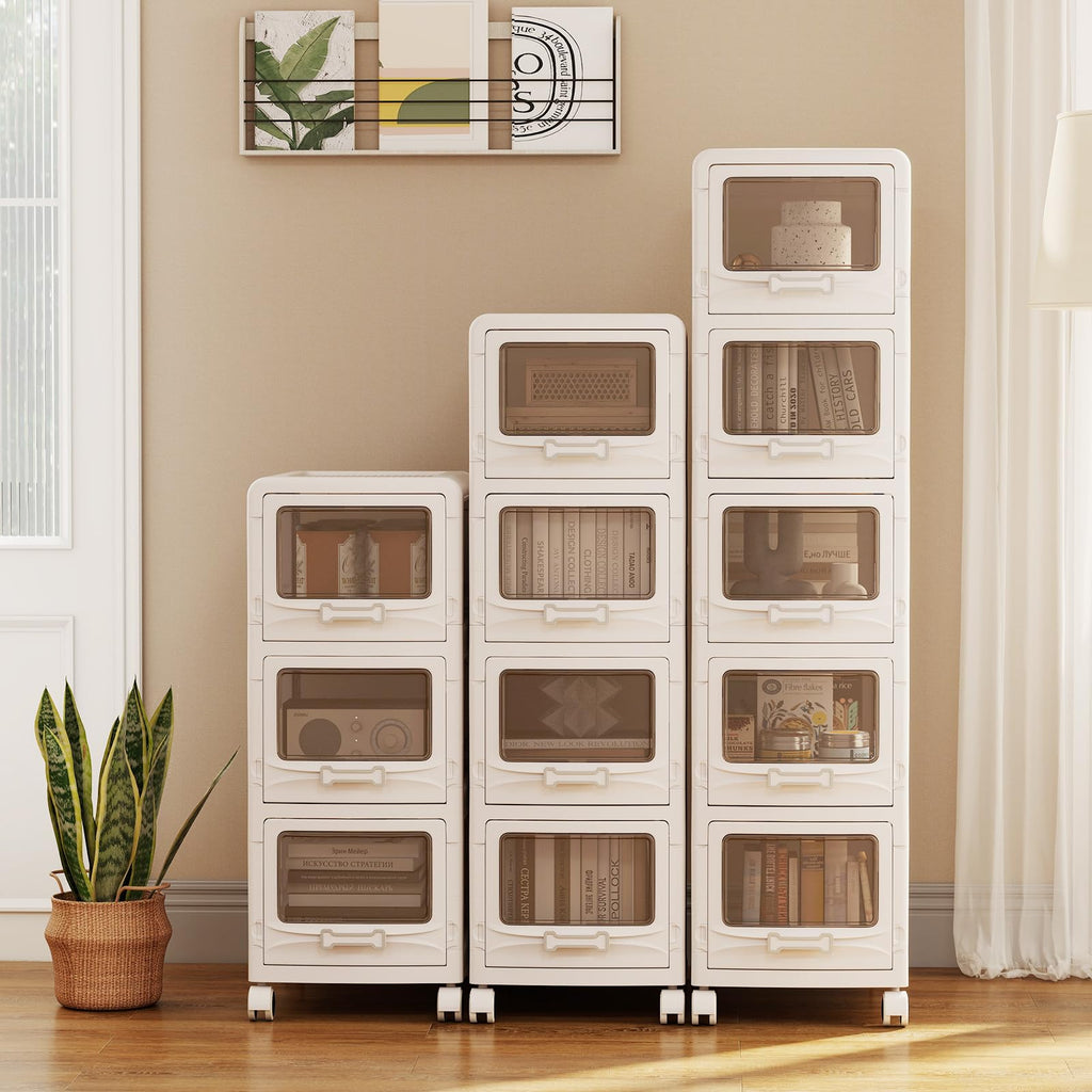 3 Tier Rolling Storage Cart with Drawers D412