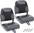 2 Pack Low Back Folding Boat Seats Black Gray C1124