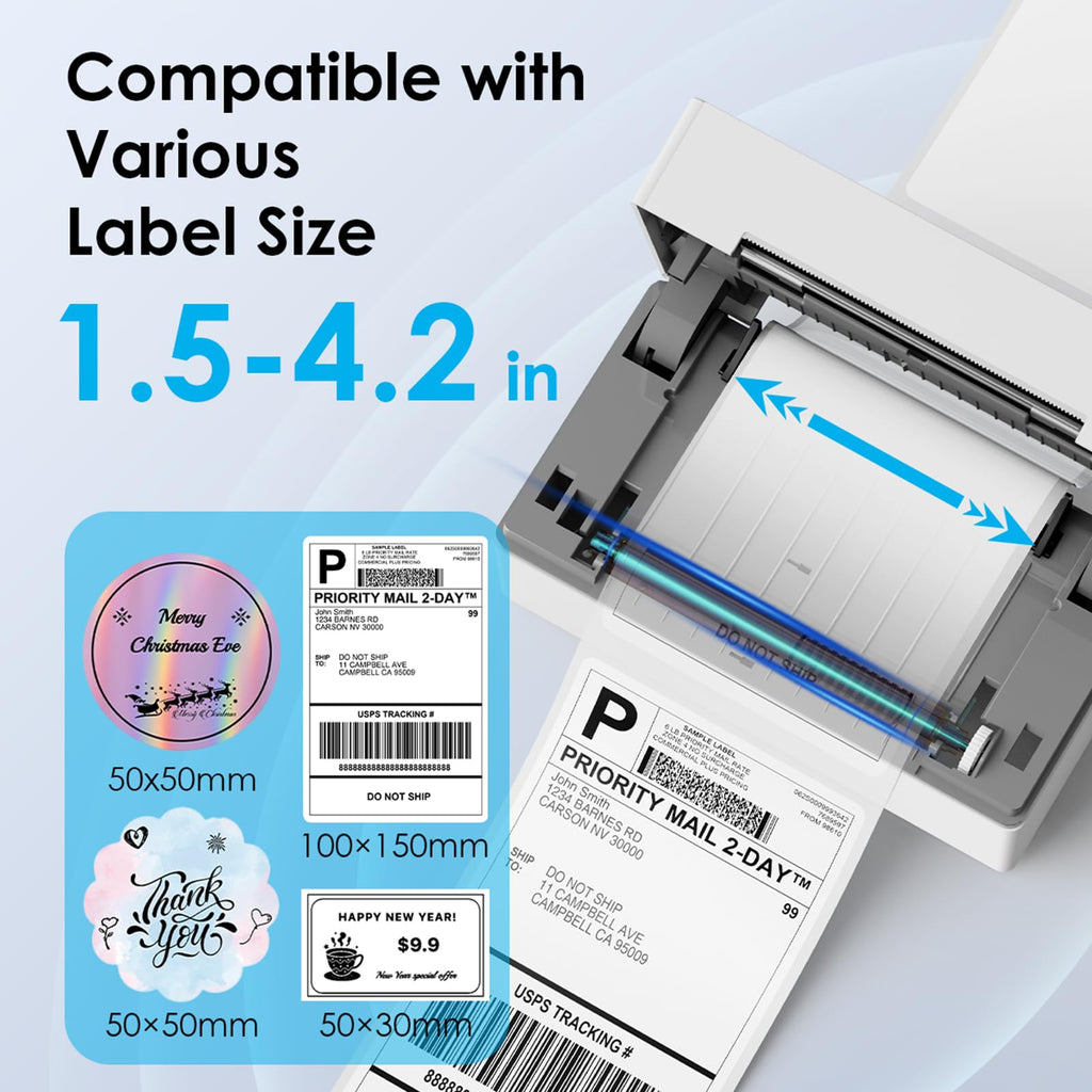 White 4x6 Portable Bluetooth Thermal Label Printer E659