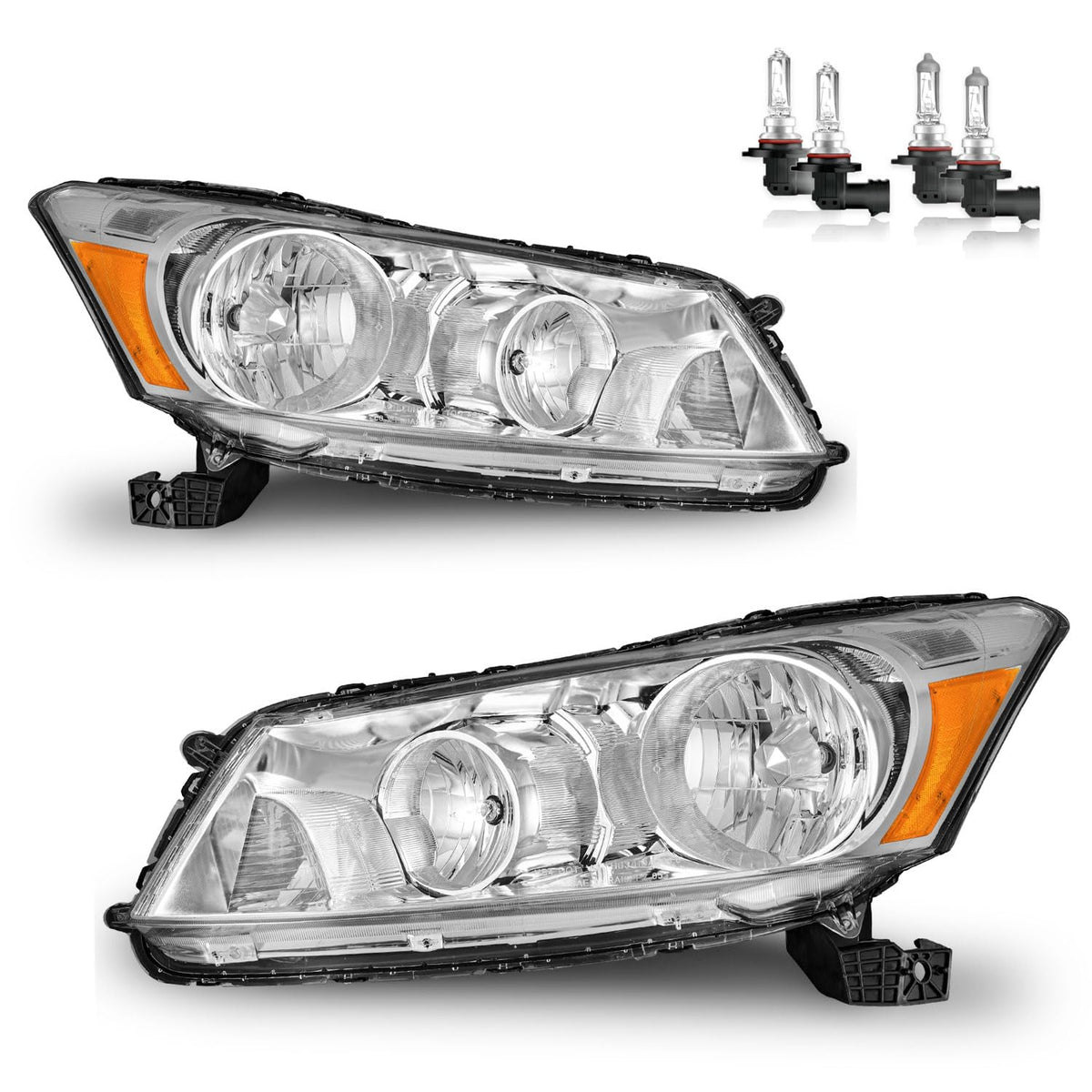 Headlights Assembly for 2008-2012 Honda Accord 4Dr Chrome Housing E149723