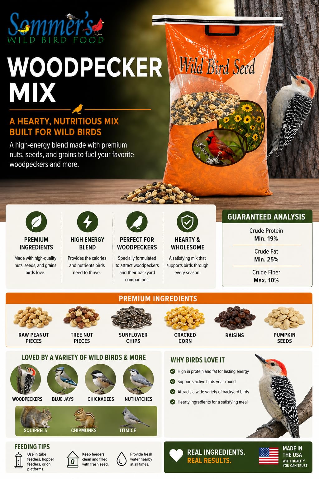 Bird Seed, 20 lb, Nut & Sunflower Seed Blend K5405