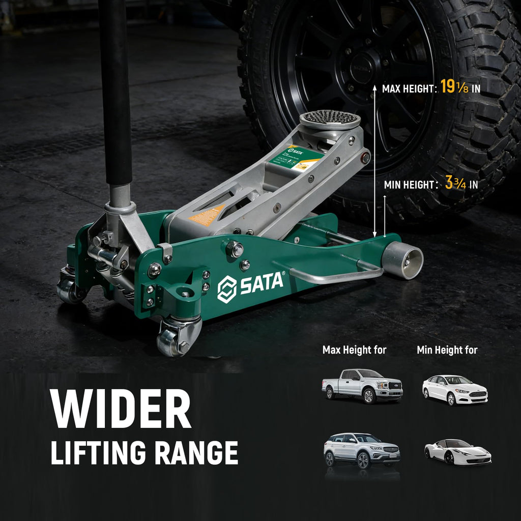 3-Ton Aluminum Floor Jack with Dual-Piston Rapid Lift Pump K19402