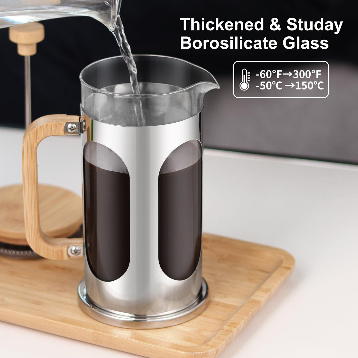 34 oz Borosilicate Glass French Press Coffee Maker N15235