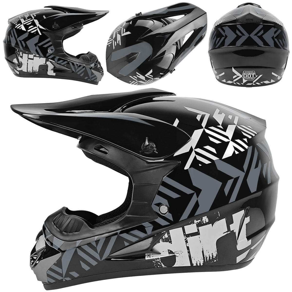 Certified Youth Kids Dirt Bike Motocross ATV Helmets 4Pcs Set Z1275