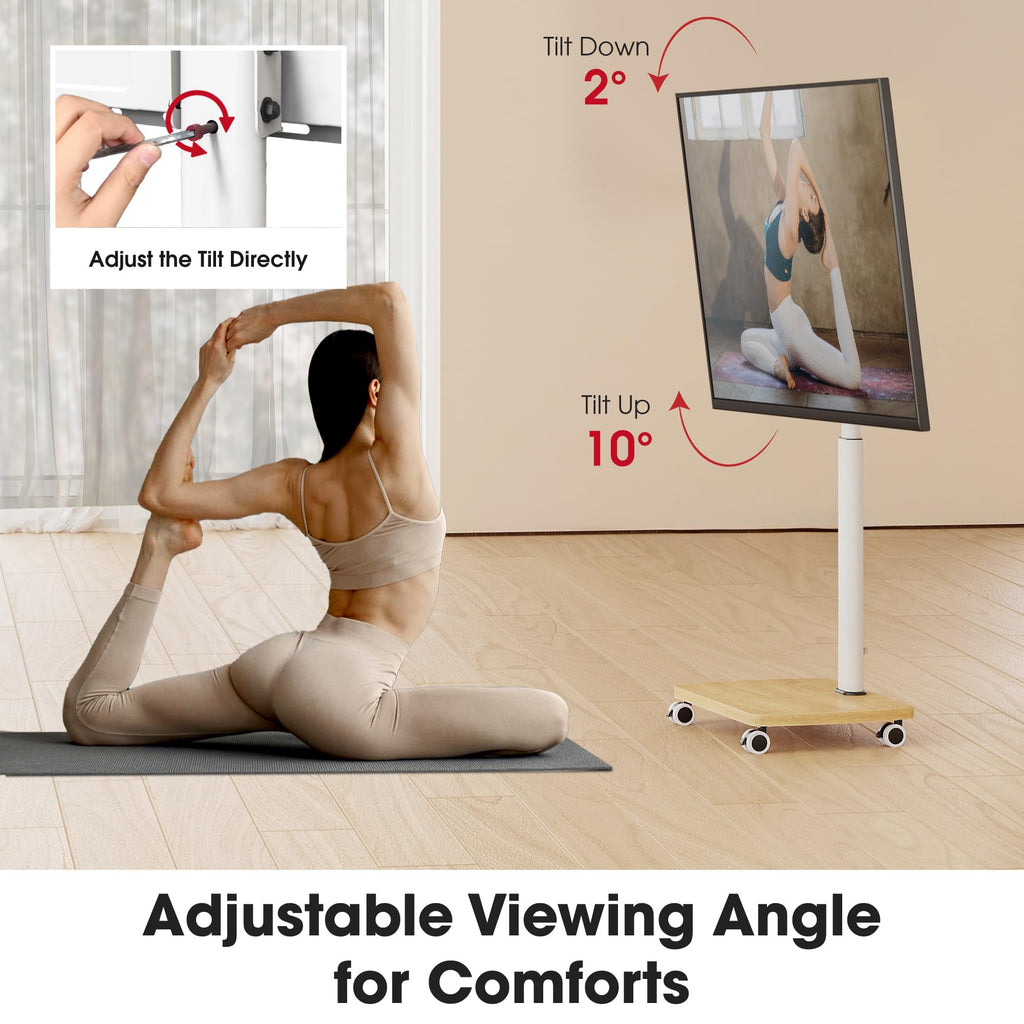 Rolling TV Stand for 32-65 Inch TVs, Height Adjustable with Swivel & Tilt Mount W653293