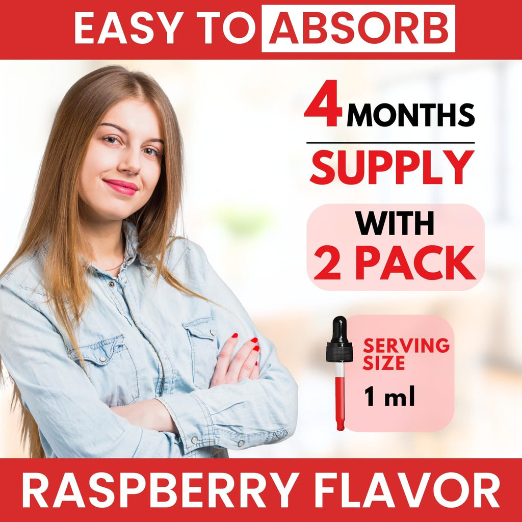 Vitamin B12 with B Complex 20000 mcg Vegan Raspberry Liquid Drops 2PK Y401