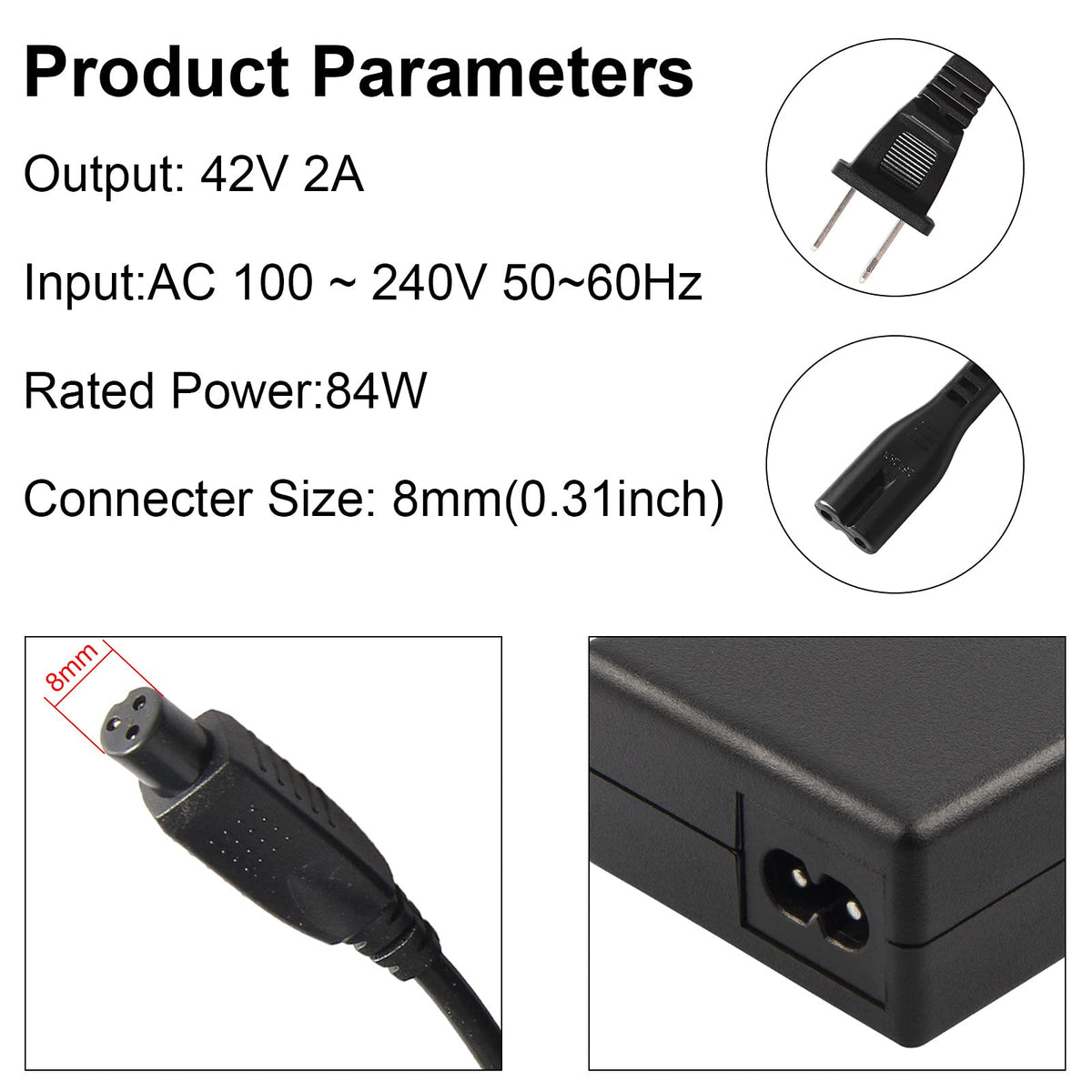 42V 2A 3 Prong Charger Q24008