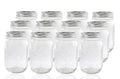 12 Regular Mouth Glass Mason Jars with Lid and Band C287