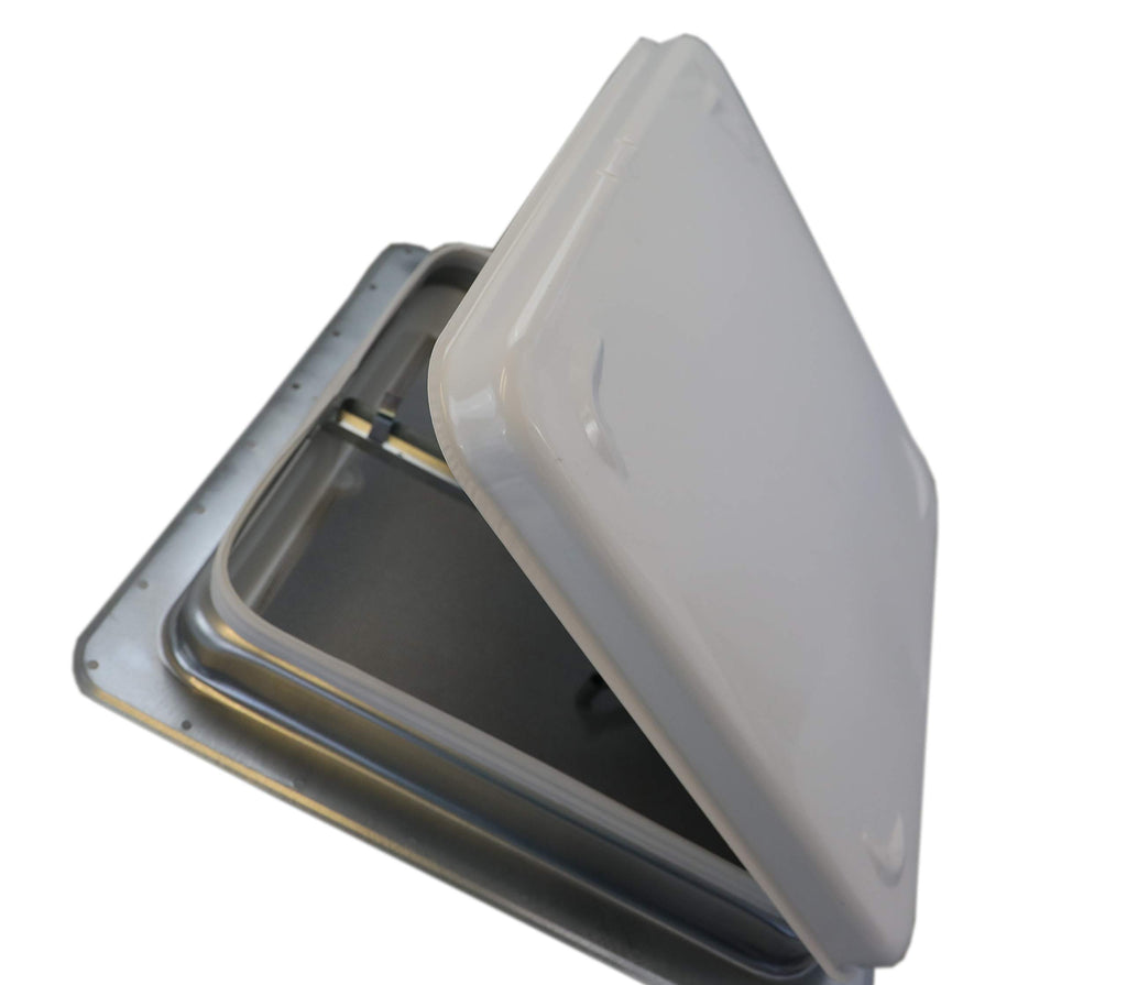 RV Roof Vent with White Metal Lid Q702
