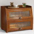 Wooden 2 Tier Roll Top Bread Box M9747