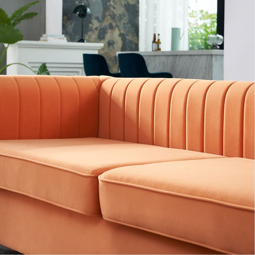 Orange Velvet 84 Inch 3-Seater Sofa Q7701