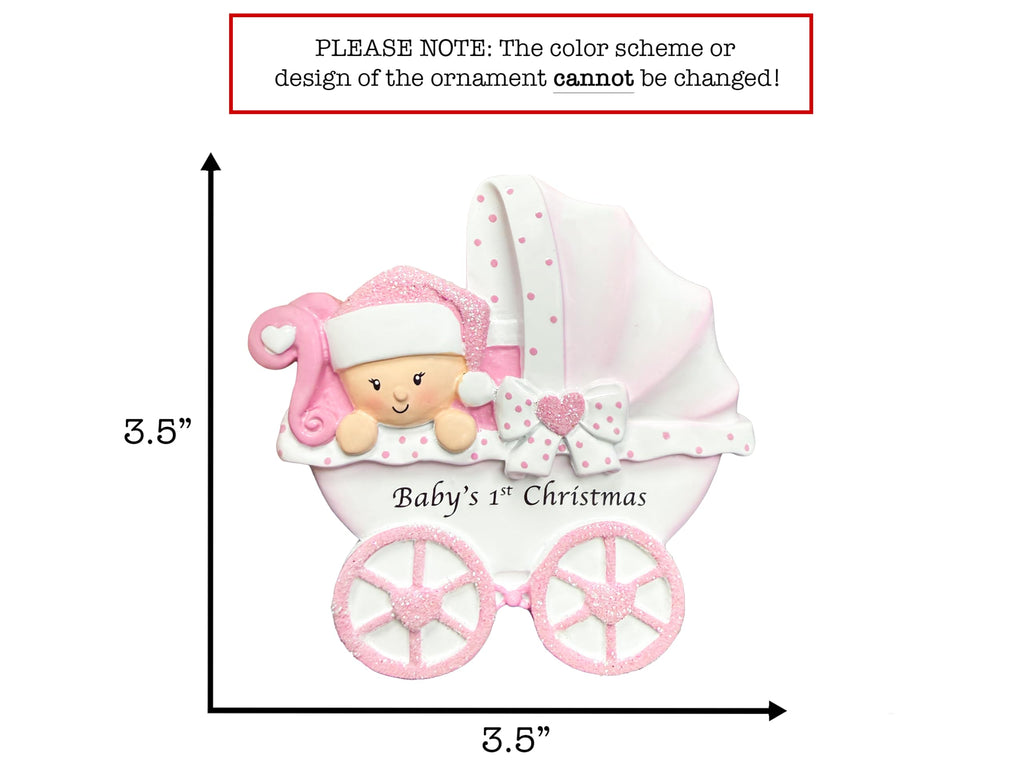 Baby's First Christmas Ornament 2026 Pink Stroller D6363