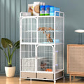 White 4 Tier Cat Cage with Litter Box A8414