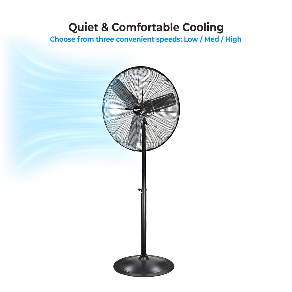 Industrial Pedestal Fan, 30 inch, 3 Speed, Adjustable Height, Metal O912144