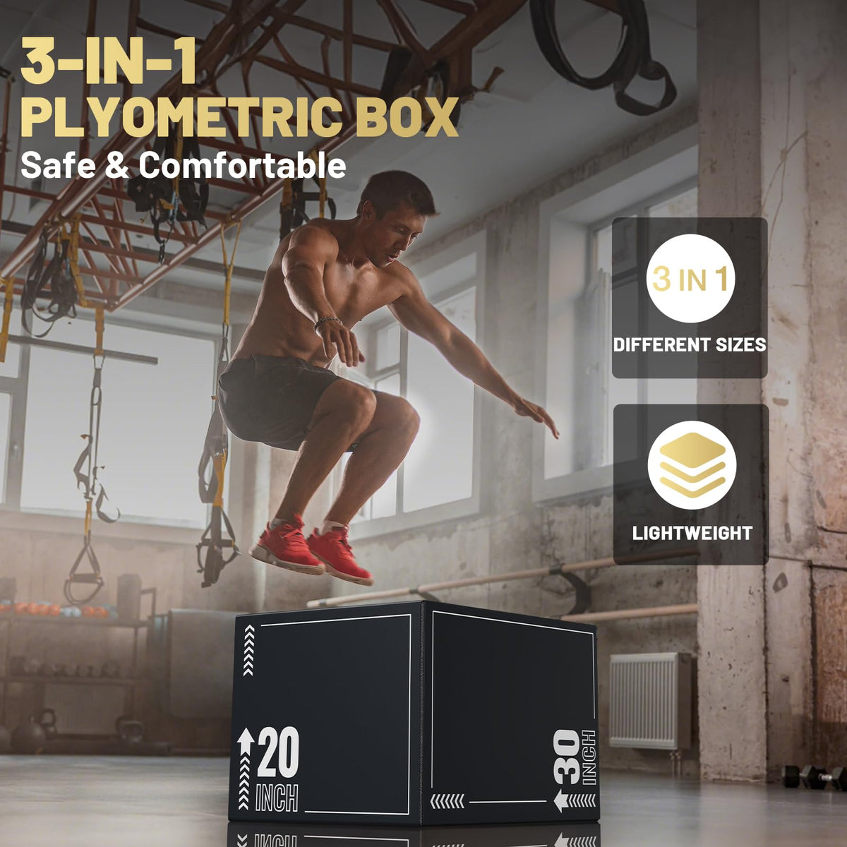 3-in-1 Plyometric Jump Box with Anti Slip Surface F54286
