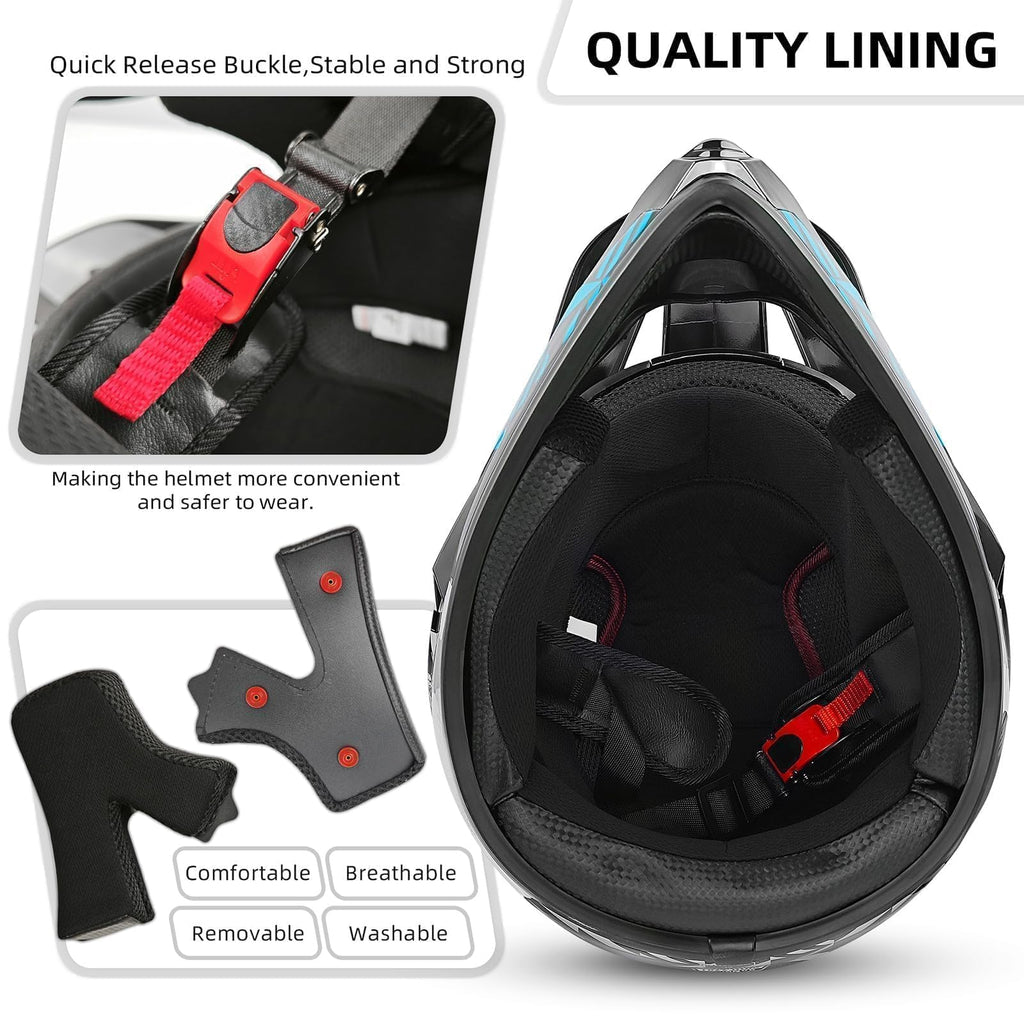 Certified Youth Kids Dirt Bike Motocross ATV Helmets 4Pcs Set Z1275