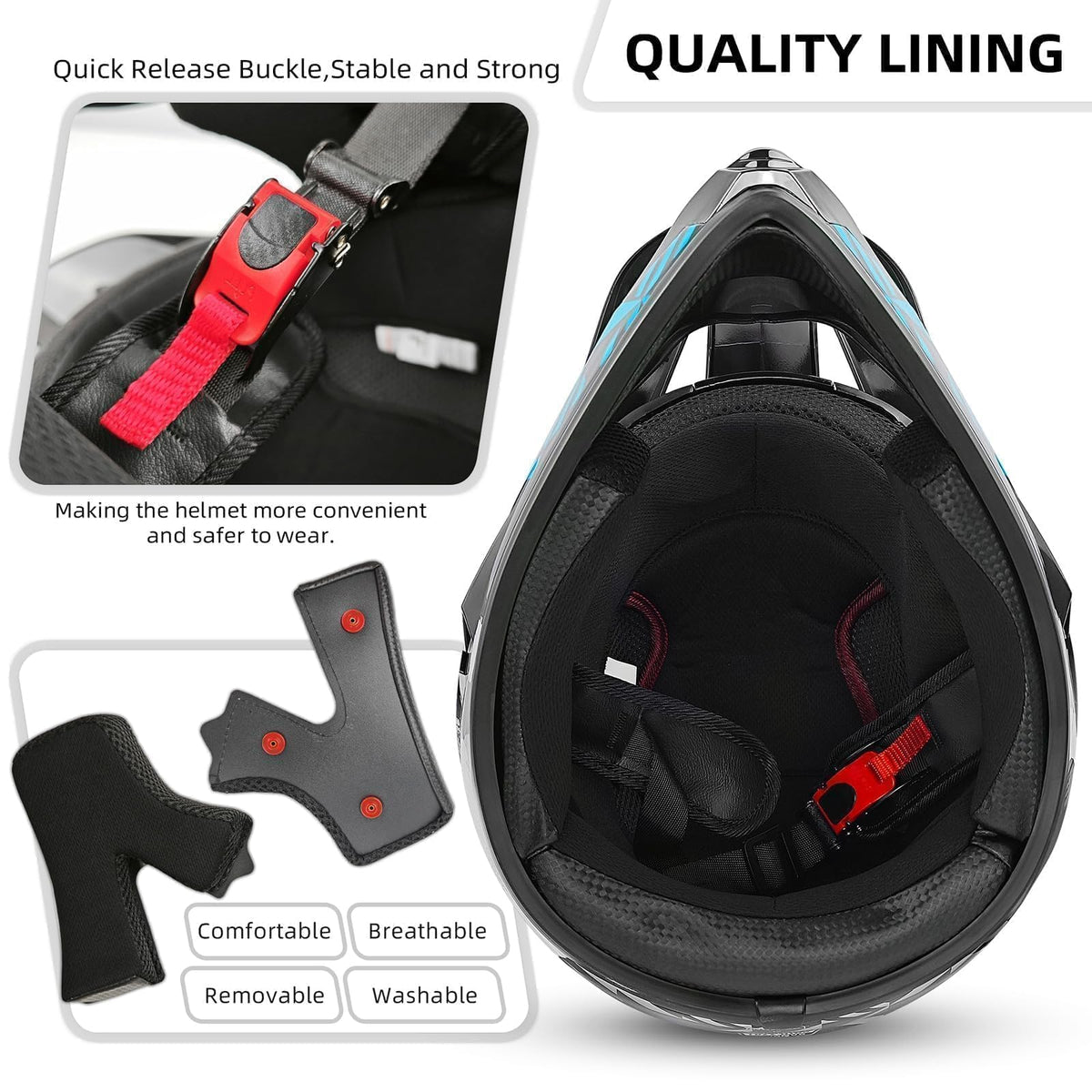 Certified Youth Kids Dirt Bike Motocross ATV Helmets 4Pcs Set Z1275