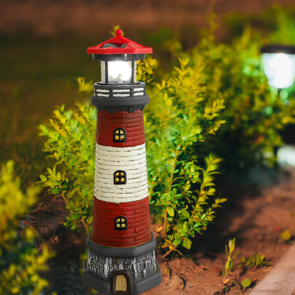 Solar Lighthouse Statue with Solar Light Waterproof Outdoor Decor B3050