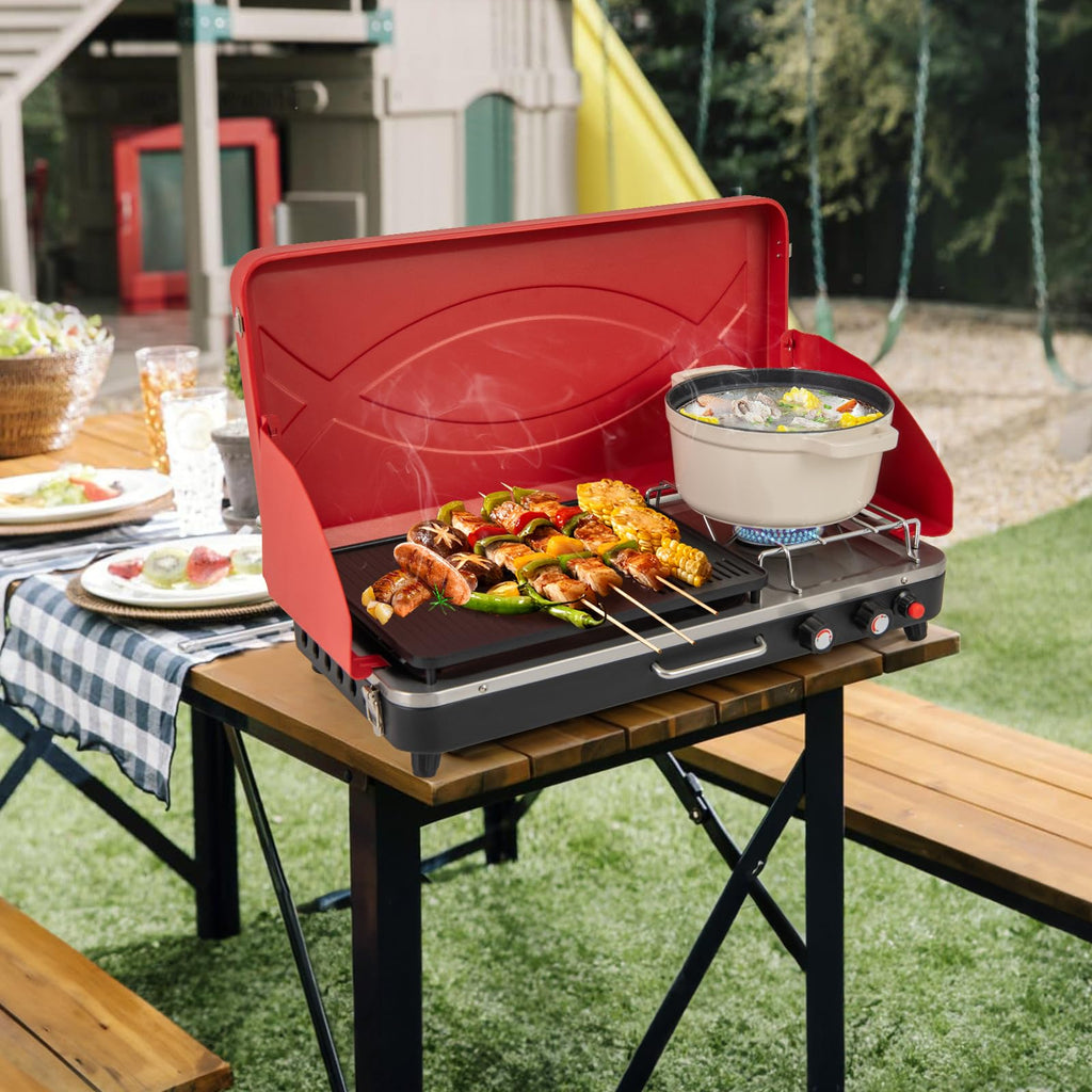 2-Burner Propane Camping Stove with Detachable Legs H4829
