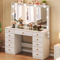White Vanity Desk with Mirror and 10 LED Lights Y454916