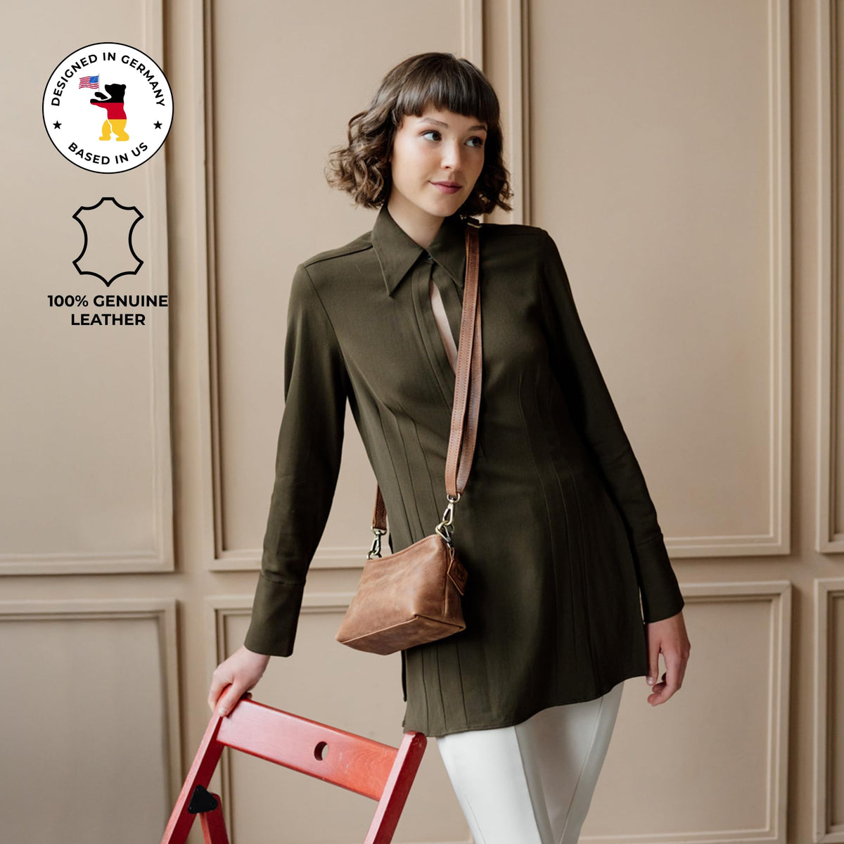 Full Grain Leather Crossbody Purse U697