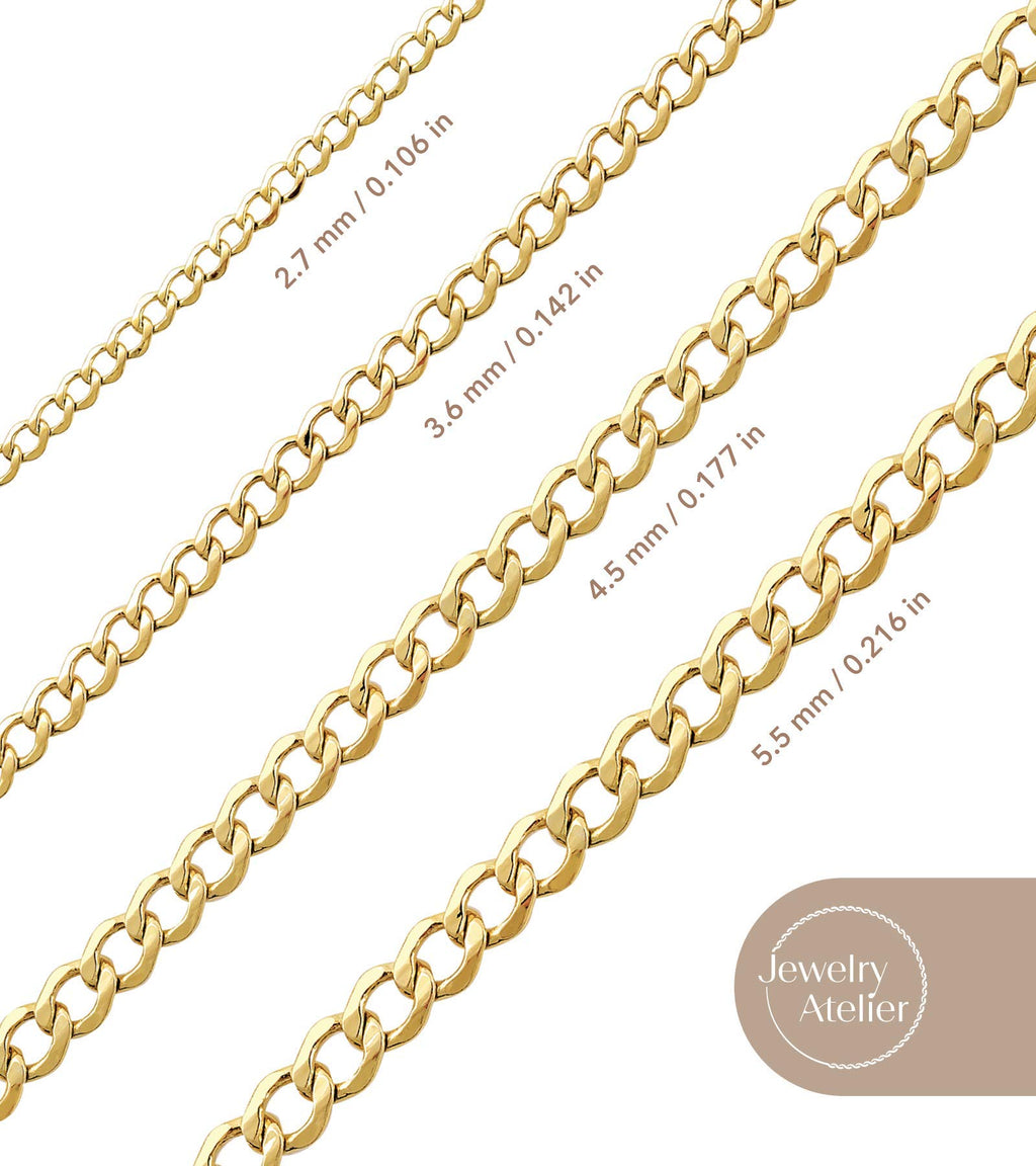 14K Yellow Gold Filled Cuban Curb Link Chain Necklace R278