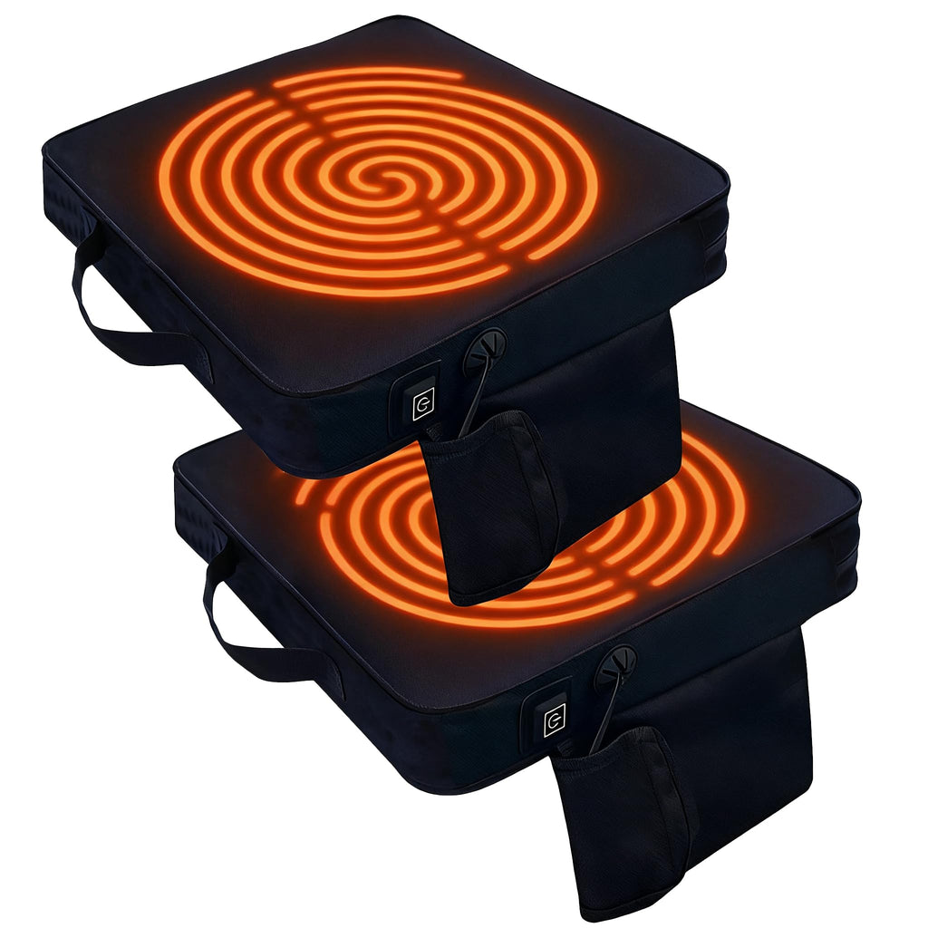 Black 2 Pack Heated Stadium Seat Cushions Y926