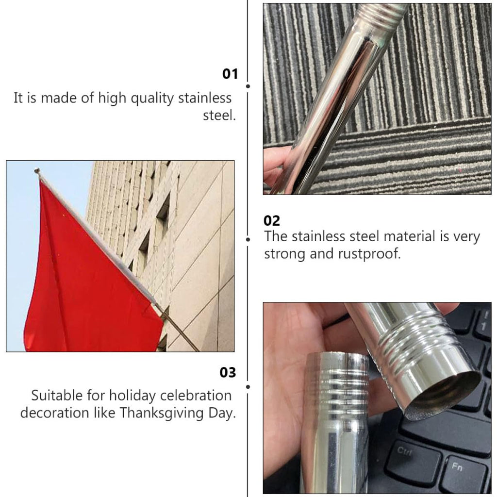 2pcs Stainless Steel Flag Pole Set 1.5m Rustproof G754