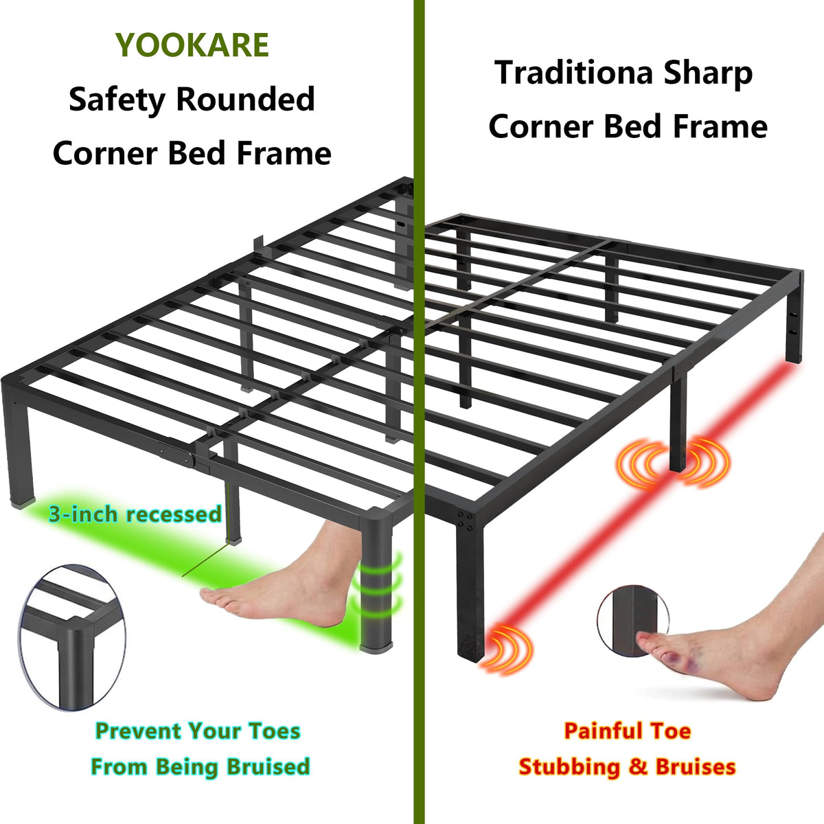 18 Inch Queen Heavy Duty Metal Platform Bed Frame C697