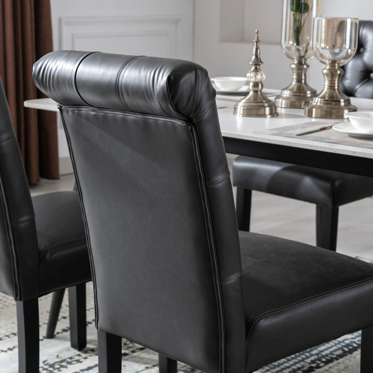 Black PU Leather Dining Chairs Set of 4 R30667