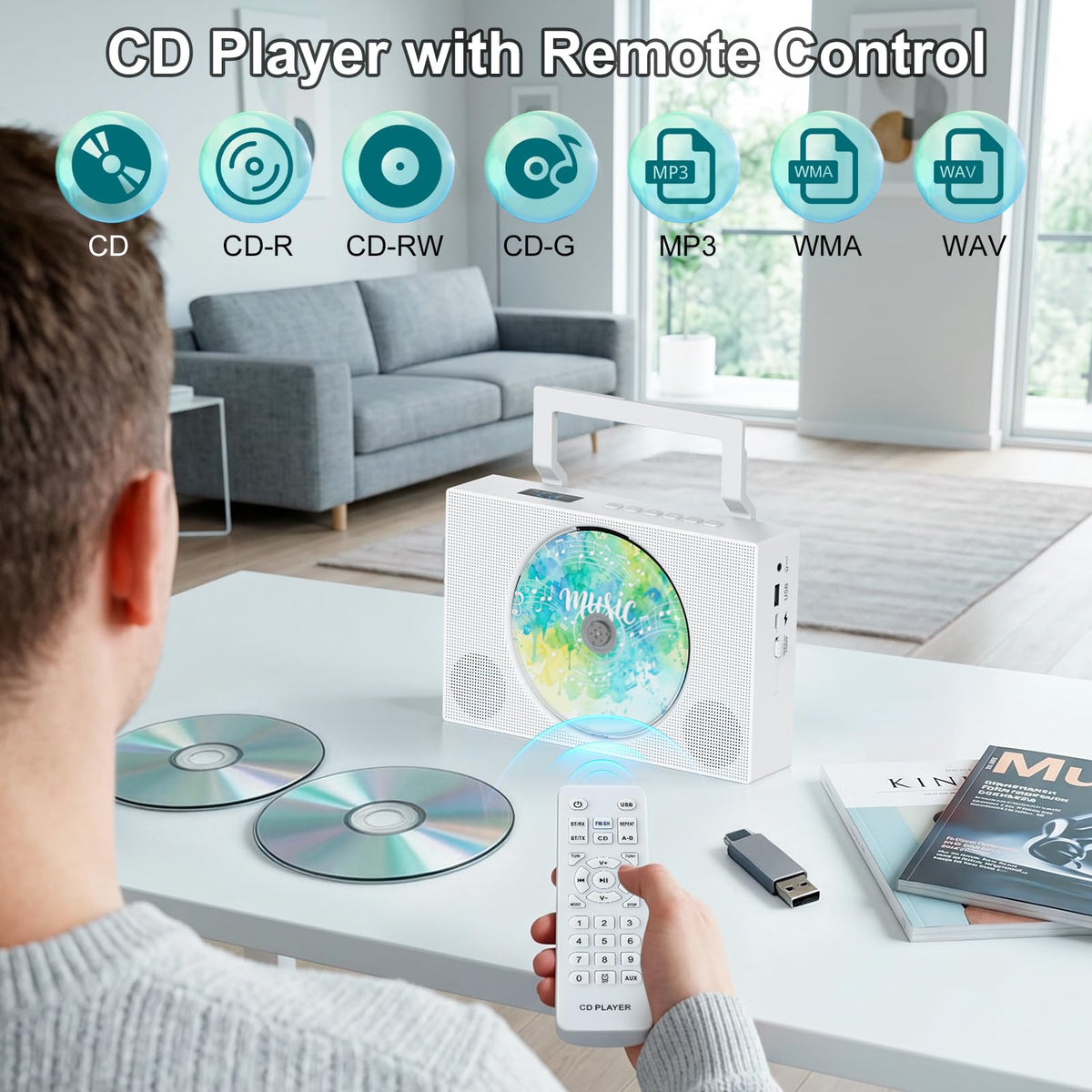 Portable CD Player with Bluetooth & Speakers N11565