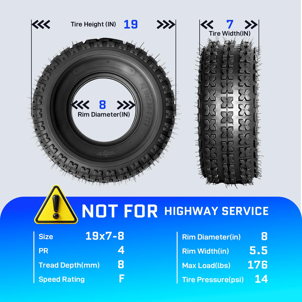19x7-8 ATV UTV Tires Set of 2 D34624