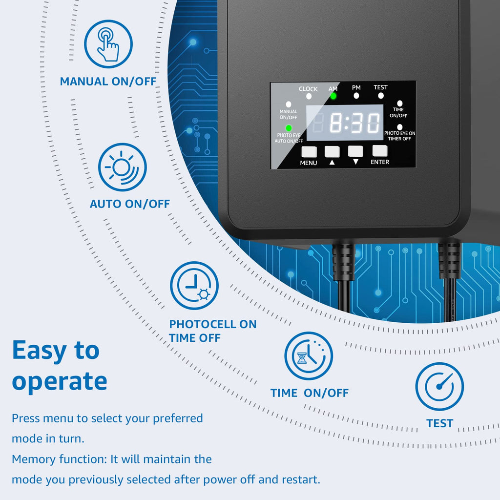 200W Low Voltage Landscape Transformer with Timer & Photocell Sensor P651814