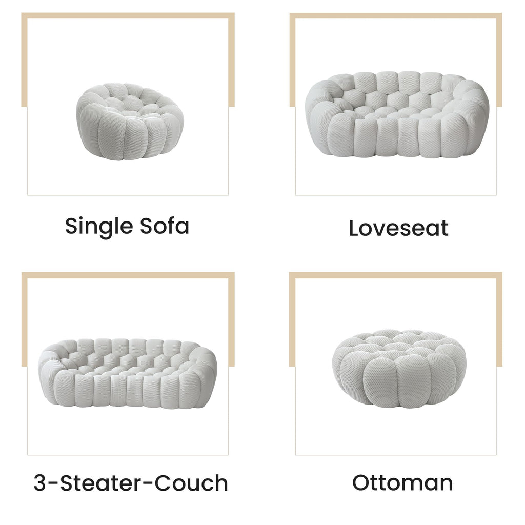 Light Gray Curved Upholstered Sofa Z9060