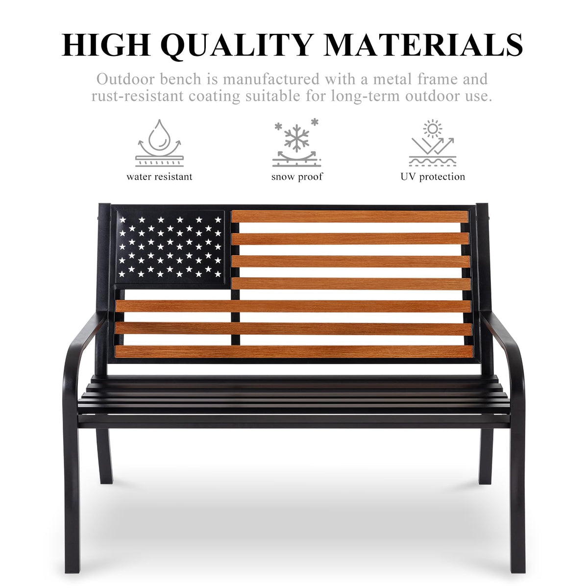 50" Outdoor Garden Bench with Weatherproof Seat A16196