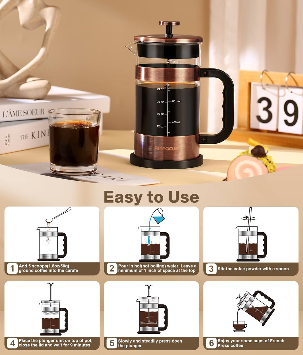 34 Ounce Stainless Steel French Press Coffee Maker B303