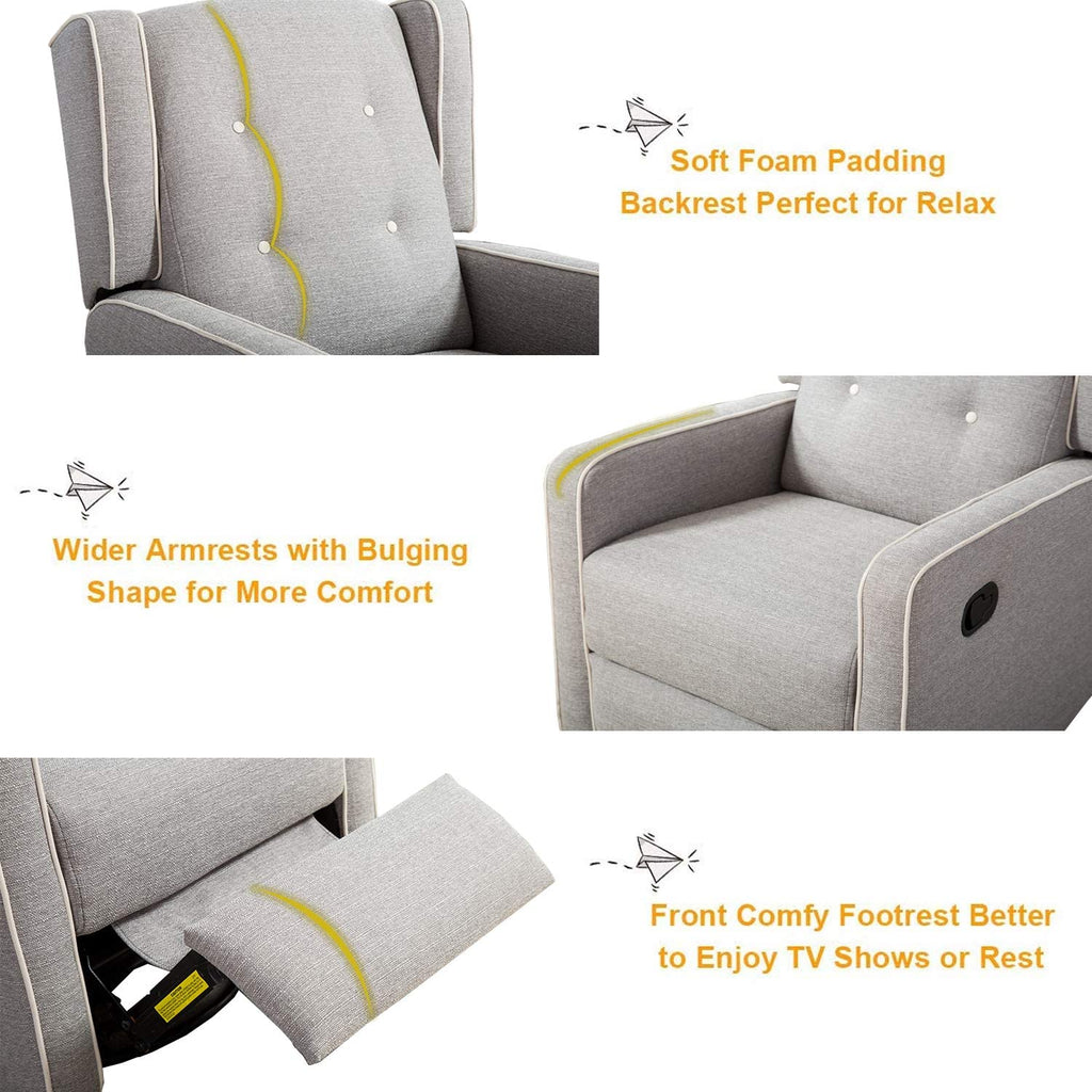Grey Swivel Rocker Recliner Chair N5241