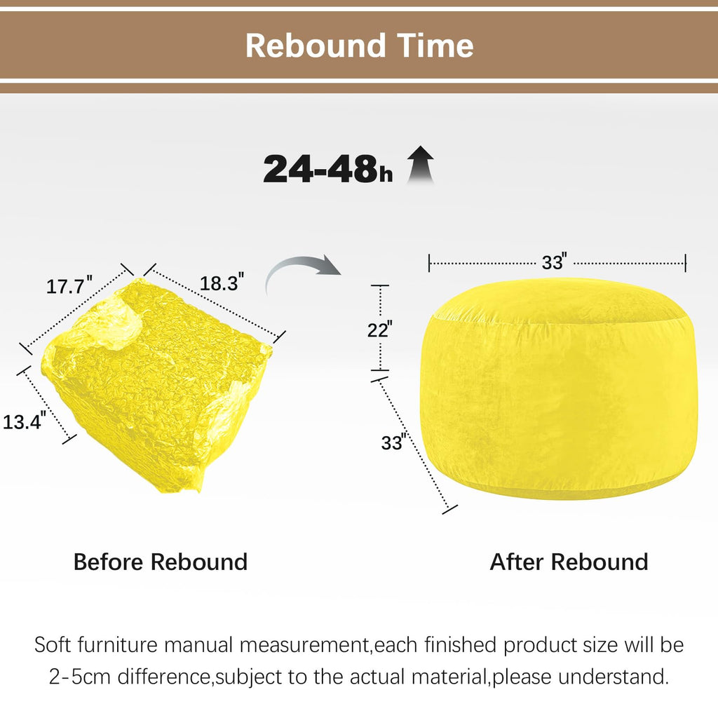 Yellow 3 ft Memory Foam Bean Bag Chair U417748