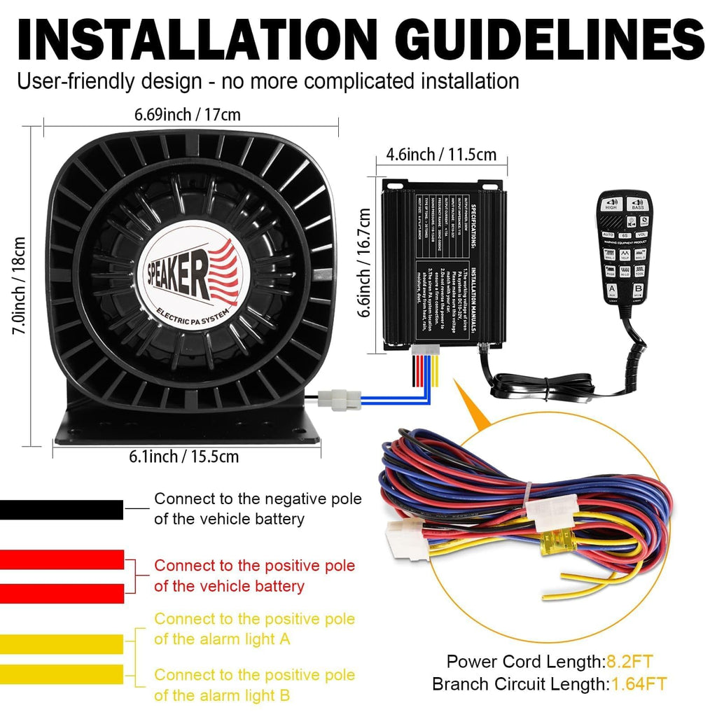 200W Multi-Tones Emergency Siren Speaker Kit with Handheld Microphone R968399