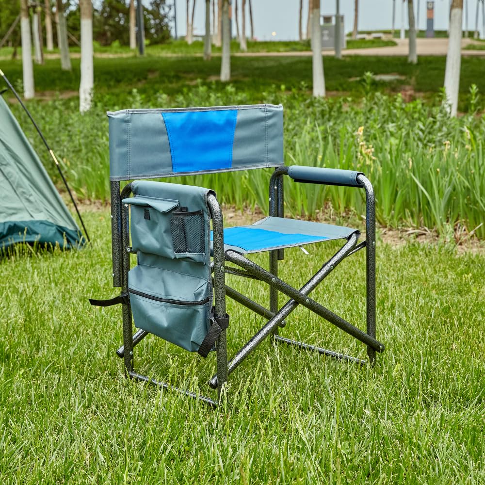 Padded Folding Oversized Chair with Side Table and Storage Pockets K458961
