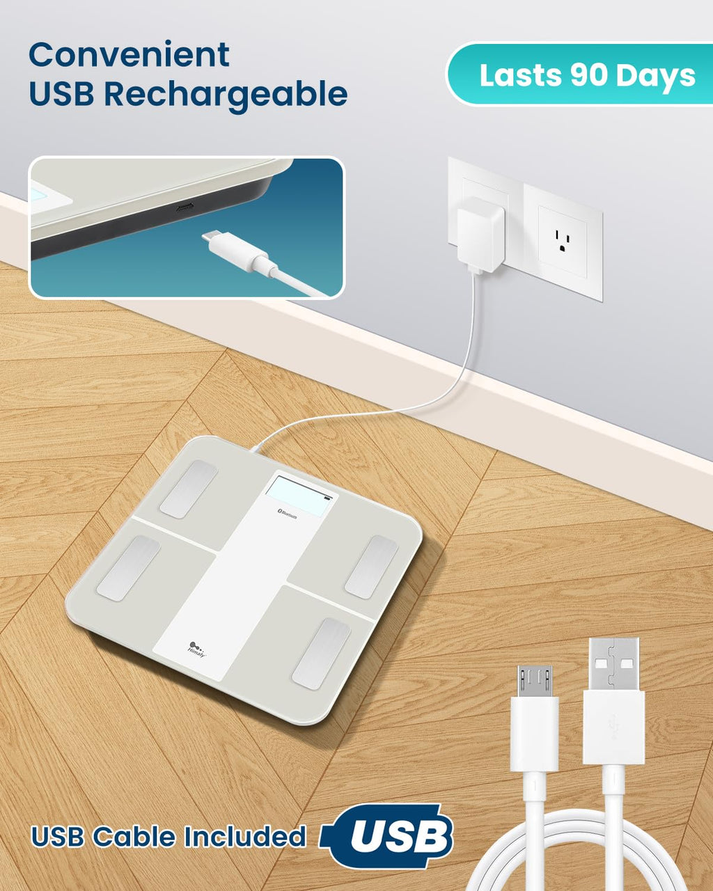 USB Rechargeable Digital Bathroom Scale G69383