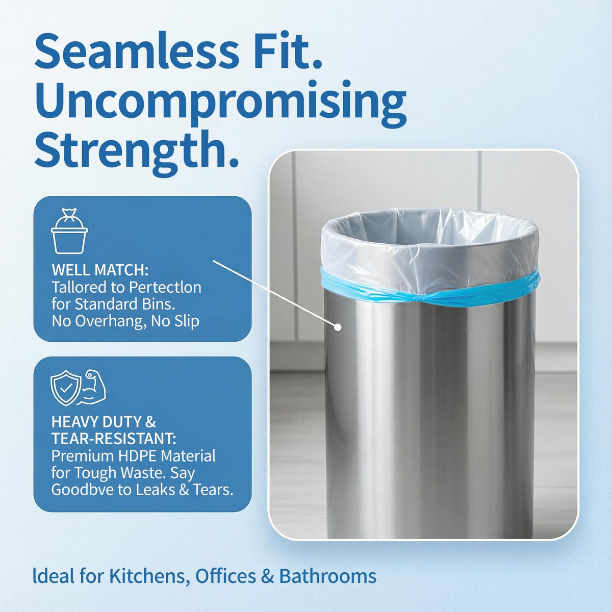 8 Gallon Drawstring Trash Bags 1.2 Mil Unscented 150 Count Y1761
