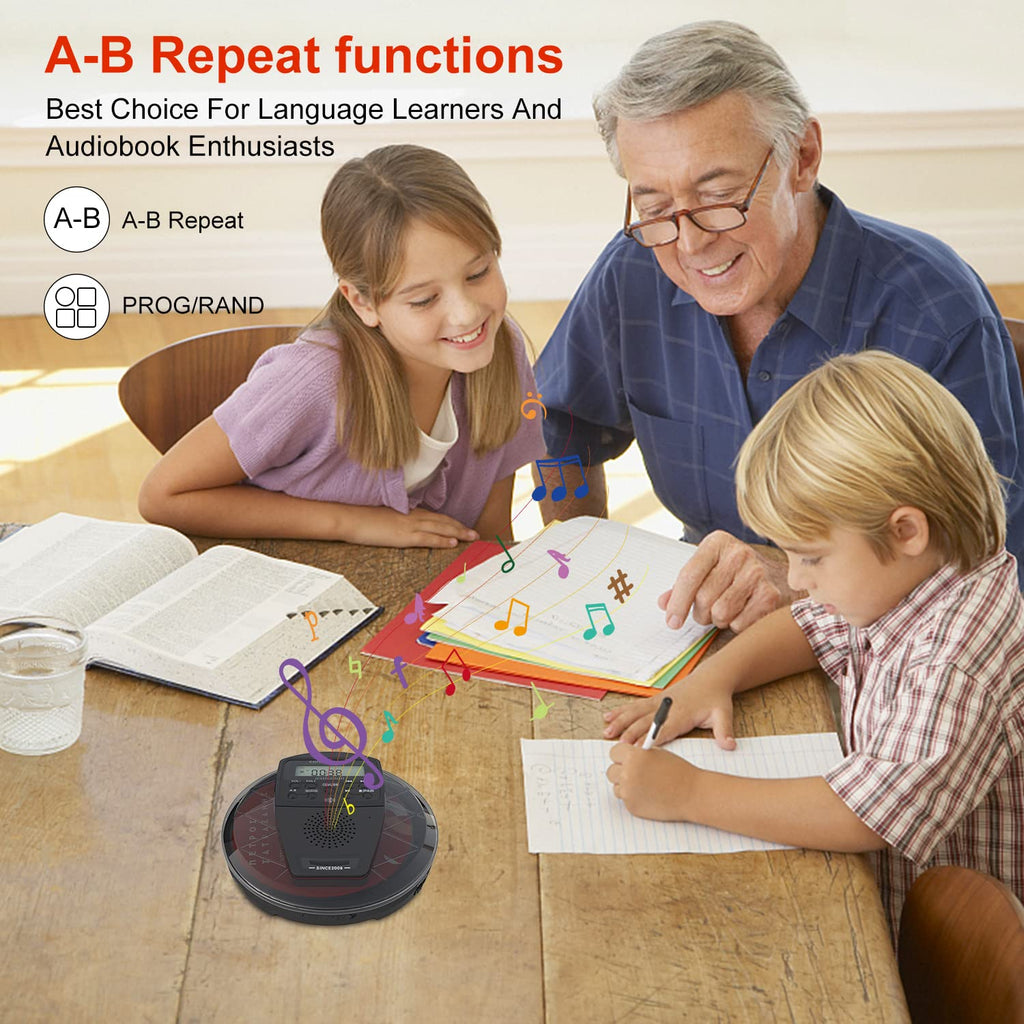 Rechargeable Portable CD Player with Bluetooth A302