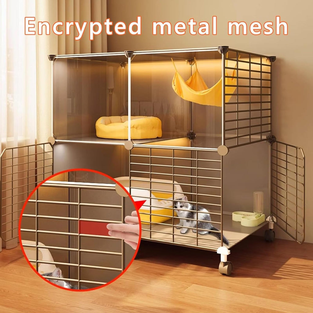 3 Tier Metal Cat Cage with Hammock and 4 Wheels C187