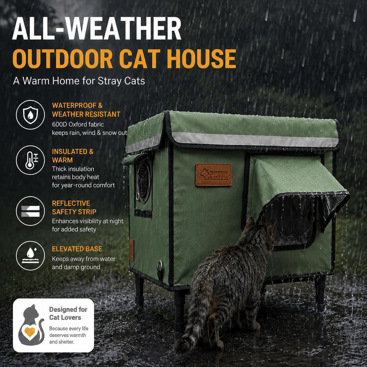 Waterproof Insulated Outdoor Cat House Y793