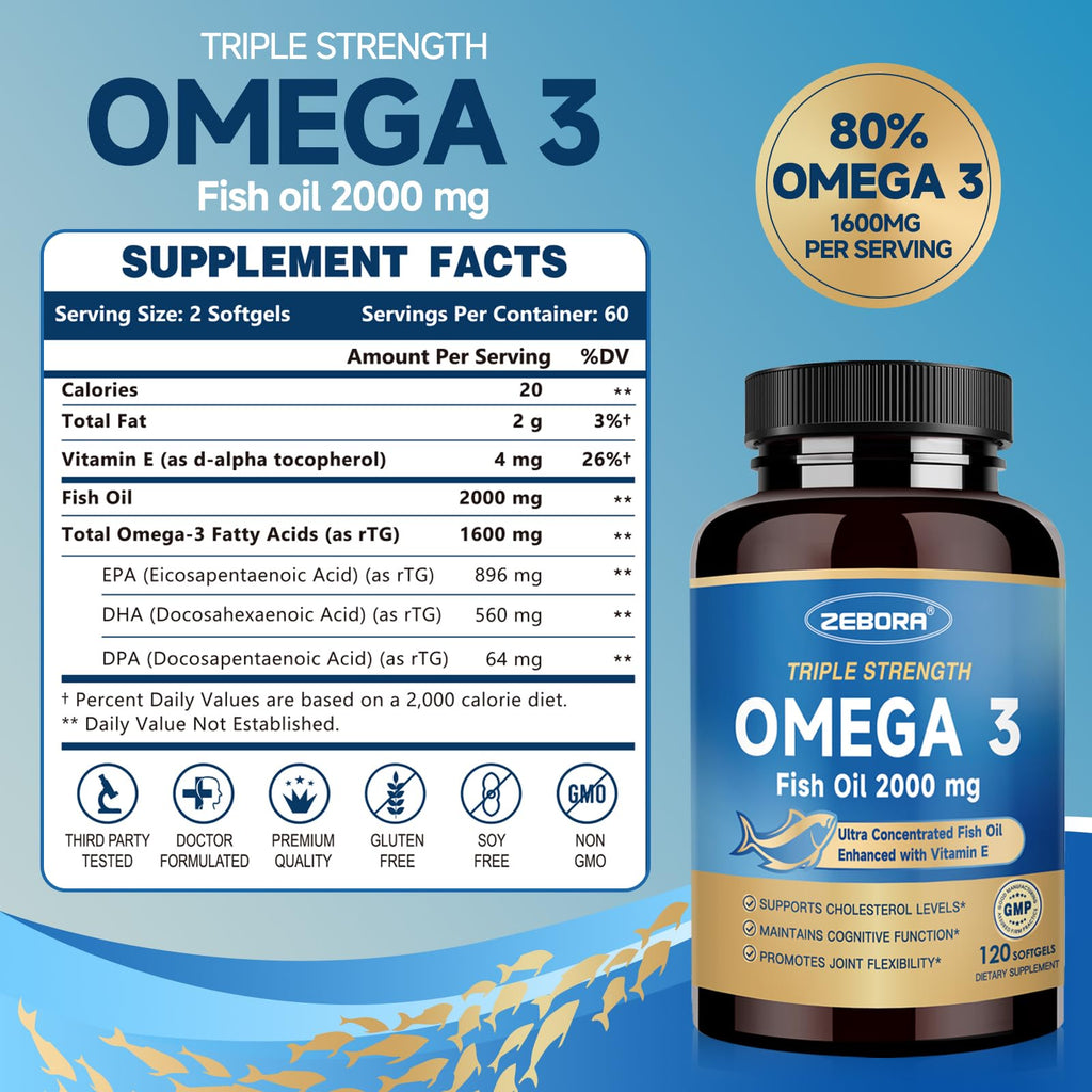 Omega-3 Fish Oil 2000mg 120 Softgels E37134