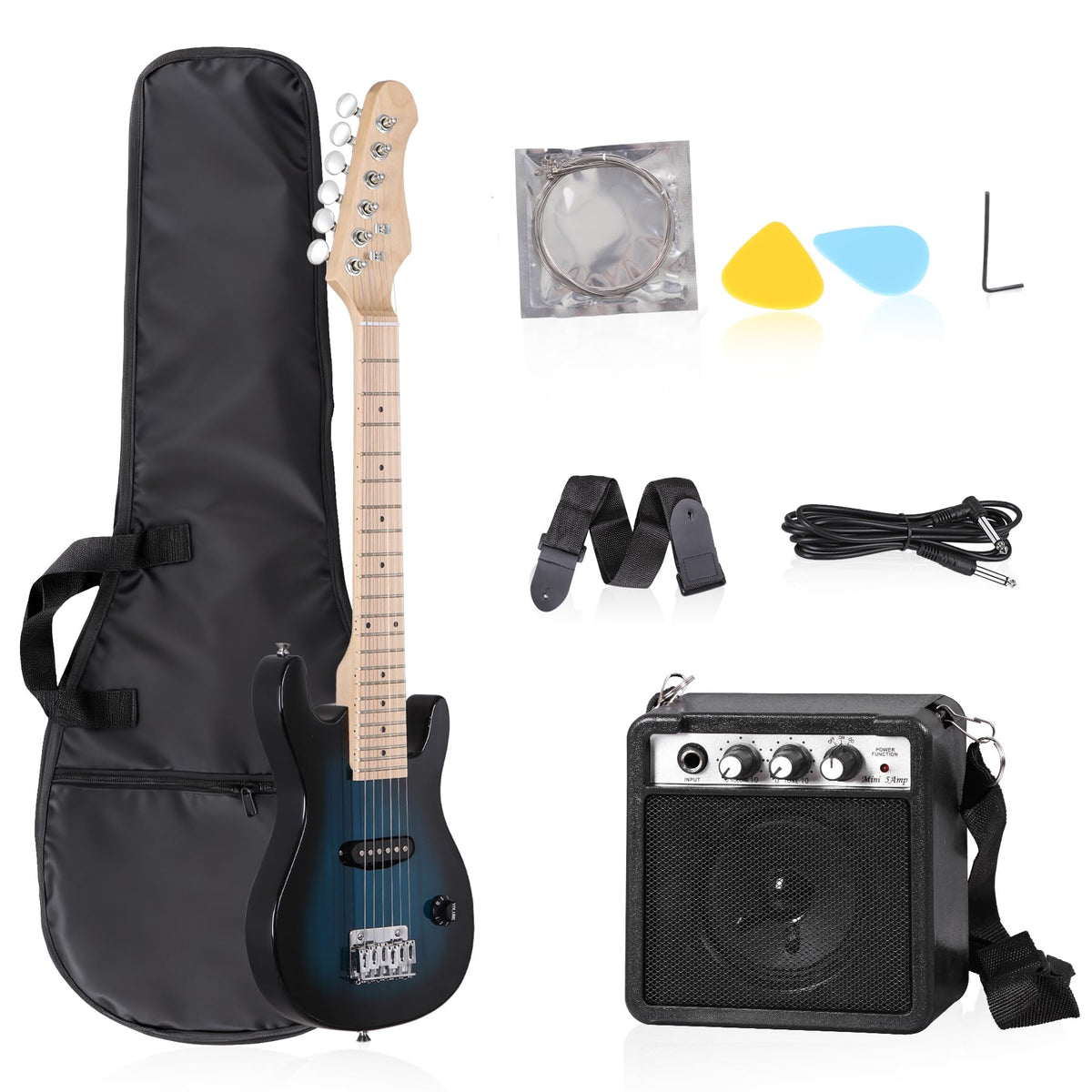 30 Inch Blue Kids Electric Guitar Beginner Kit with Amplifier K43976