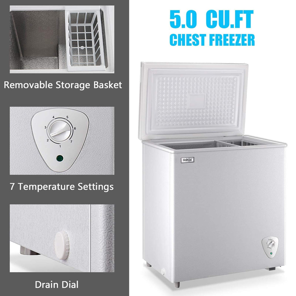 5.0 Cu.Ft White Chest Freezer with Removable Basket R240877
